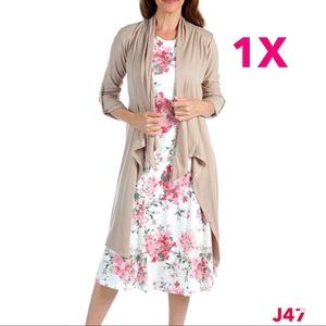 NWT Tiana B Beige Solid Rib Knit Jacket